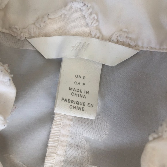 H&M‎ Exclusive Cream Jacquard Weave Boho Ruffle Tiered Babydoll Midi Dress S - Picture 10 of 13